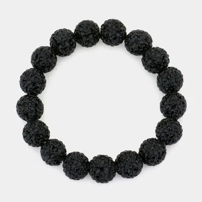 Fashnzfab Rhinestone Pave Ball Stretch Bracelet Black