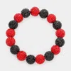 Fashnzfab Rhinestone Pave Ball Stretch Bracelet Black, Red In Multi