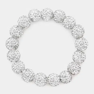 Fashnzfab Rhinestone Pave Ball Stretch Bracelet Clear, Silver In Multi