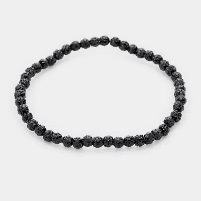 Fashnzfab Rhinestone Pave Ball Stretch Bracelet Gold, Jet Black In Multi