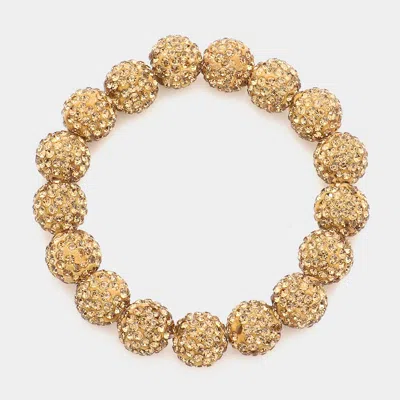 Fashnzfab Rhinestone Pave Ball Stretch Bracelet Lt Col Topaz In Multi