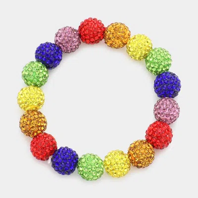 Fashnzfab Rhinestone Pave Ball Stretch Bracelet Multi