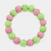 Fashnzfab Rhinestone Pave Ball Stretch Bracelet Pink & Green In Multi