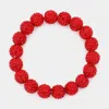 Fashnzfab Rhinestone Pave Ball Stretch Bracelet Red In Red