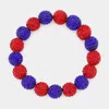 Fashnzfab Rhinestone Pave Ball Stretch Bracelet Red, Sapphire In Multi
