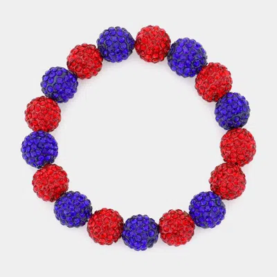 Fashnzfab Rhinestone Pave Ball Stretch Bracelet Red, Sapphire In Multi