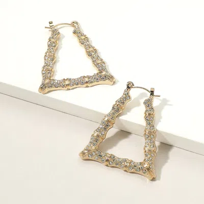 Fashnzfab Rhinestone Pave Bamboo Pin Catch Earrings In Gold