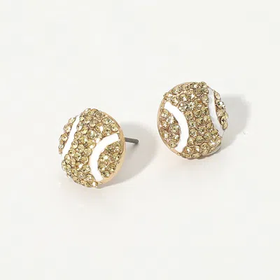 Fashnzfab Rhinestone Pave Baseball Stud Earrings In Multi