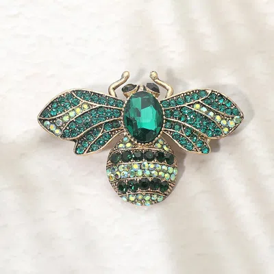 Fashnzfab Rhinestone Pave Bee Pin Brooch In Gold