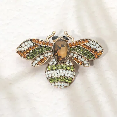 Fashnzfab Rhinestone Pave Bee Pin Brooch In Multi