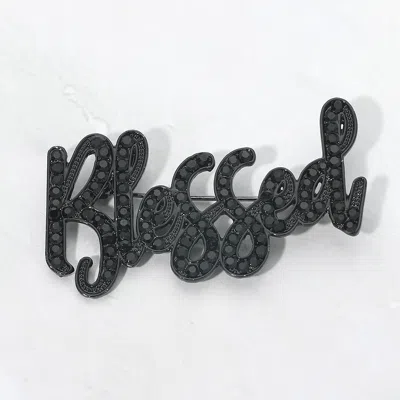 Fashnzfab Rhinestone Pave Blessed Pin Brooch In Black
