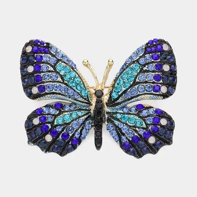 Fashnzfab Rhinestone Pave Butterfly Pin Brooch In Multi