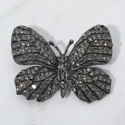 Fashnzfab Rhinestone Pave Butterfly Pin Brooch In Blue