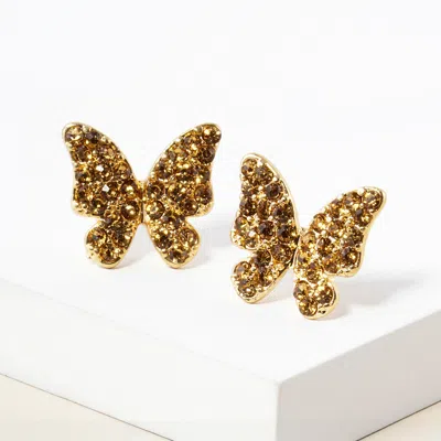 Fashnzfab Rhinestone Pave Butterfly Stud Earrings In Multi