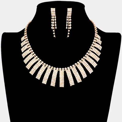 Fashnzfab Rhinestone Pave Collar Necklace In Gold