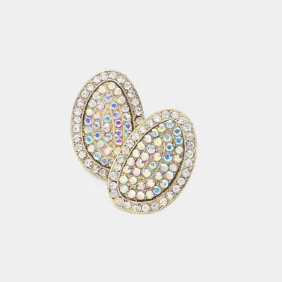 Fashnzfab Rhinestone Pave Disc Stud Earrings In Silver