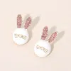 Fashnzfab Rhinestone Pave Easter Bunny Face Stud Earrings In Multi