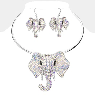 Fashnzfab Rhinestone Pave Elephant Choker Necklace In Metallic