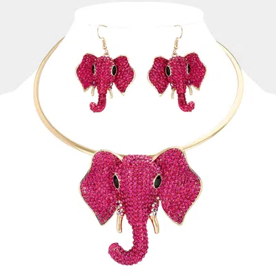Fashnzfab Rhinestone Pave Elephant Choker Necklace In Green