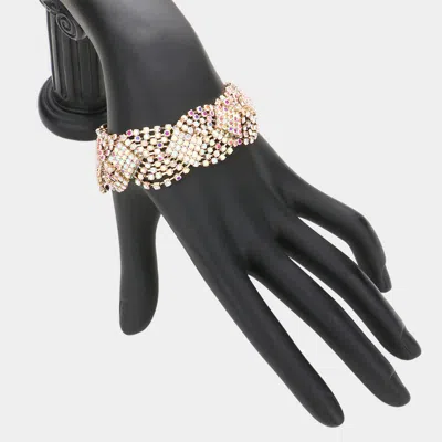 Fashnzfab Rhinestone Pave Evening Bracelet Ab, Gold In Multi
