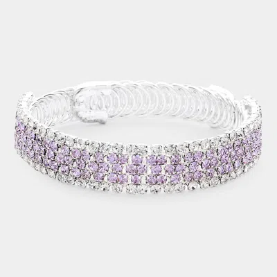 Fashnzfab Rhinestone Pave Evening Bracelet Amethyst In Metallic