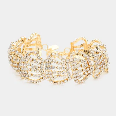 Fashnzfab Rhinestone Pave Evening Bracelet Clear, Gold