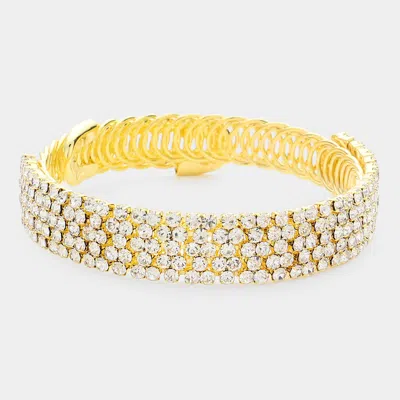 Fashnzfab Rhinestone Pave Evening Bracelet In Gold
