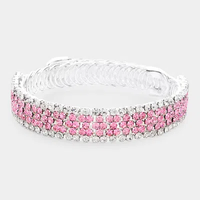 Fashnzfab Rhinestone Pave Evening Bracelet Lt Rose In Multi