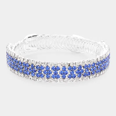 Fashnzfab Rhinestone Pave Evening Bracelet Sapphire In Blue