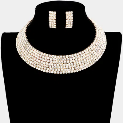 Fashnzfab Rhinestone Pave Evening Choker In Black