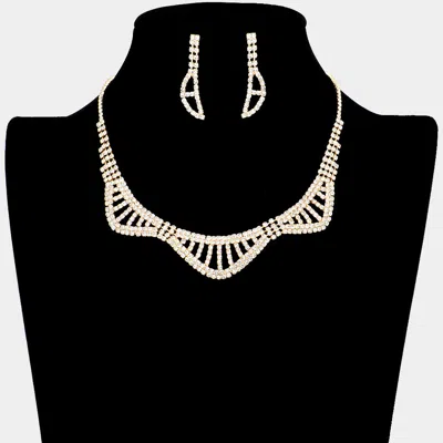 Fashnzfab Rhinestone Pave Evening Choker In Metallic