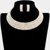 Fashnzfab Rhinestone Pave Evening Choker In Gold