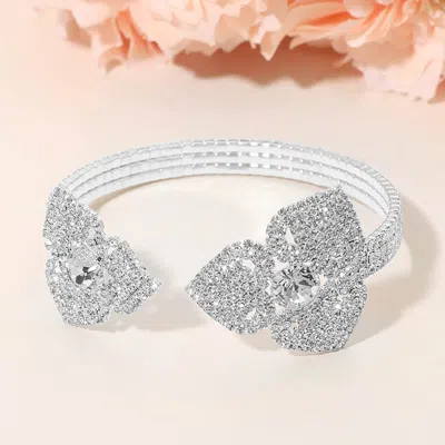 Fashnzfab Rhinestone Pave Evening Cuff Bracelet In Pink
