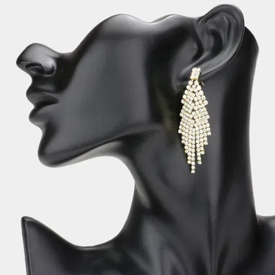 Fashnzfab Rhinestone Pave Evening Earrings - Gold In Black
