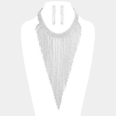 Fashnzfab Rhinestone Pave Fringe Choker Necklace In Multi