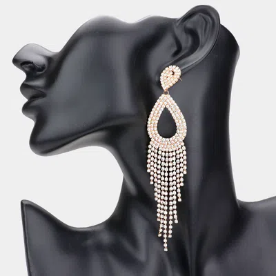 Fashnzfab Rhinestone Pave Fringe Teardrop Evening Earrings In Black