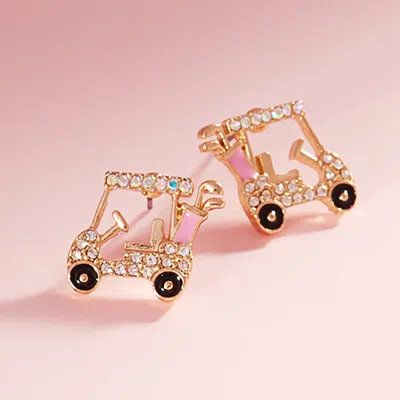 Fashnzfab Rhinestone Pave Golf Cart Stud Earrings In Multi