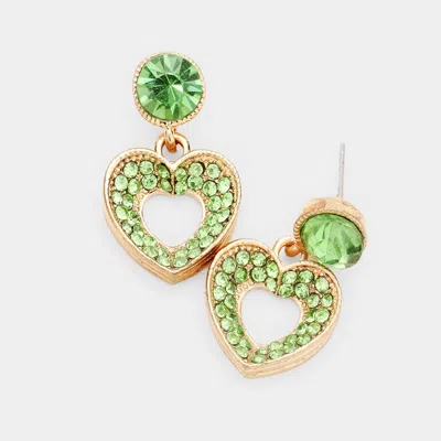 Fashnzfab Rhinestone Pave Heart Cutout Earrings In Multi