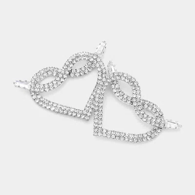 Fashnzfab Rhinestone Pave Heart Earrings In Metallic