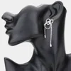 Fashnzfab Rhinestone Pave Heart Evening Earrings In Metallic