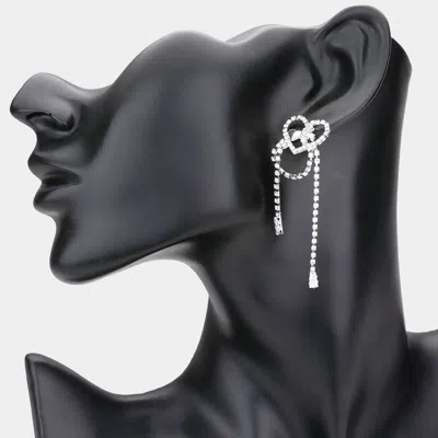 Fashnzfab Rhinestone Pave Heart Evening Earrings In Metallic