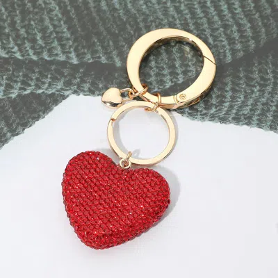 Fashnzfab Rhinestone Pave Heart Keychain Bag Charm In Multi