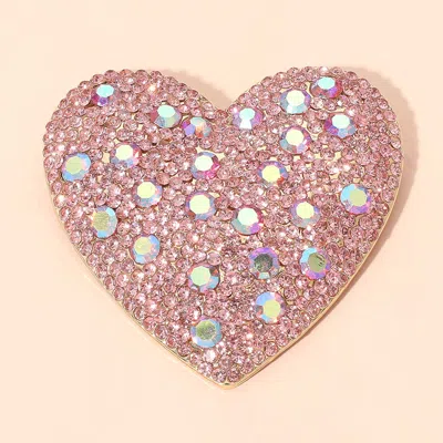 Fashnzfab Rhinestone Pave Heart Pin Brooch In Gold
