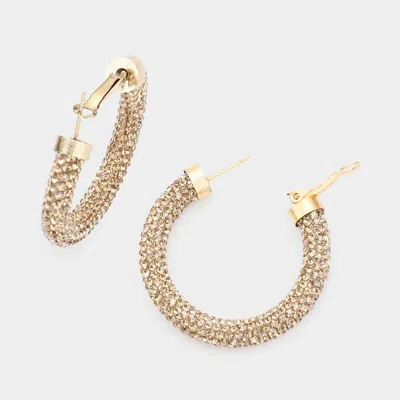 Fashnzfab Rhinestone Pave Hoop Earrings - Lt Col Topaz In Multi