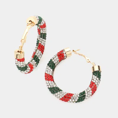 Fashnzfab Rhinestone Pave Hoop Earrings - Multi