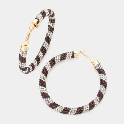 Fashnzfab Rhinestone Pave Hoop Earrings - Siam, White In Multi