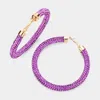 Fashnzfab Rhinestone Pave Hoop Earrings - Violet In Purple