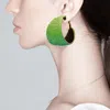 Fashnzfab Rhinestone Pave Hoop Evening Earrings - Green In Green