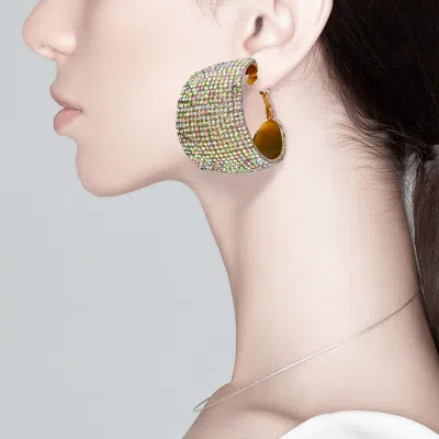 Fashnzfab Rhinestone Pave Hoop Evening Earrings - Vitrail Medium In Multi