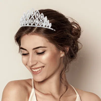 Fashnzfab Rhinestone Pave Marquise Pageant Queen Tiara In Multi